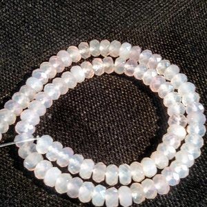 Light Pink Quartz Crystal Faceted Rondelle Beads